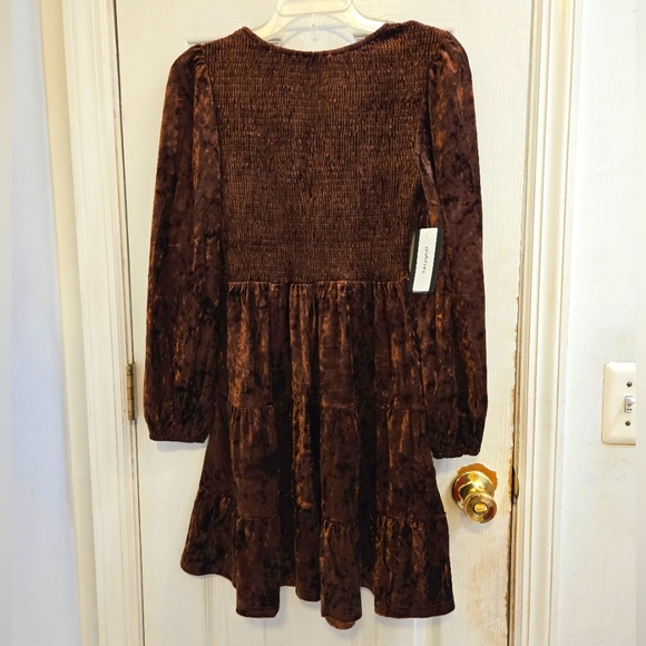 Miss Sparkling NWT Brown Soft Velvet Dress Small - Picture 4 of 11